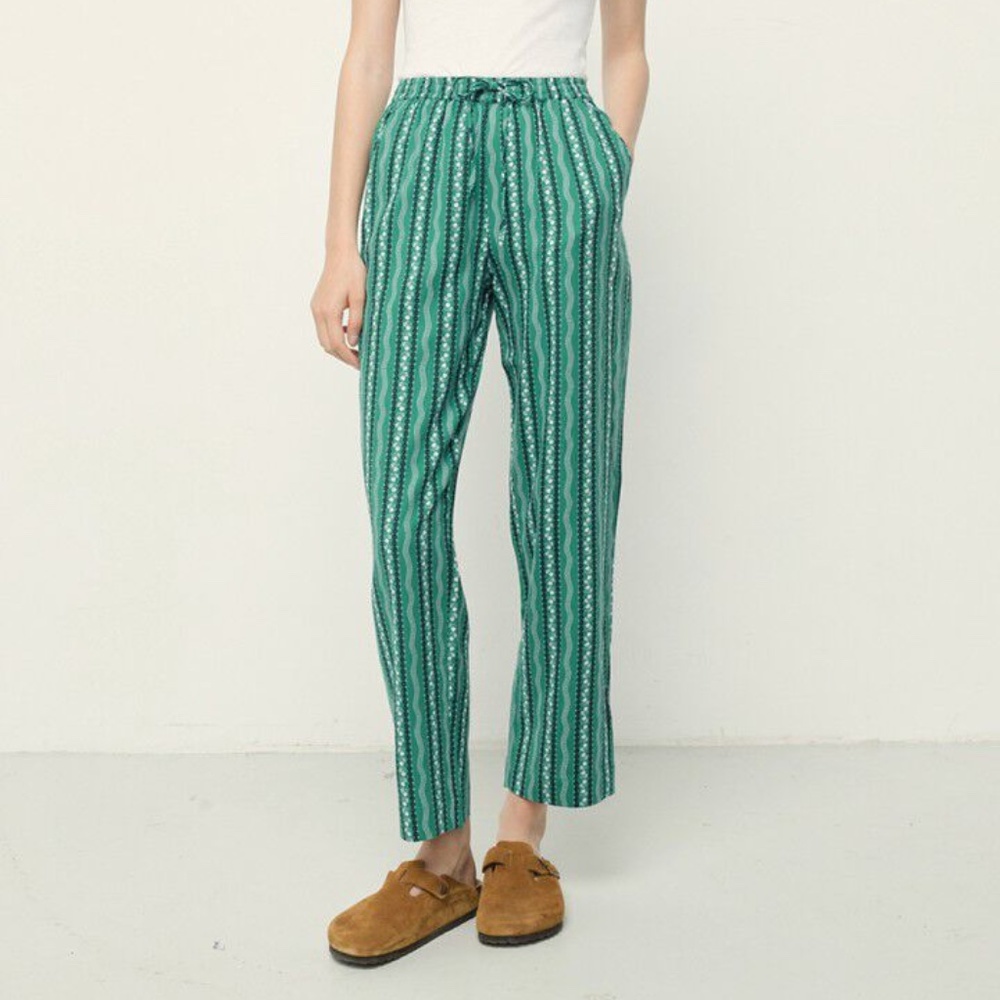 American Vintage therese green pattern straight leg pants size medium pre-owned